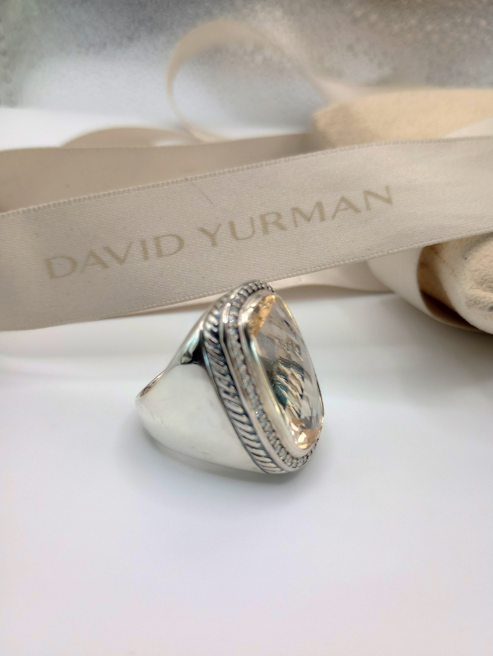 David Yurman Champagne & Diamond Albion Ring Size 7 - Picture 15 of 15